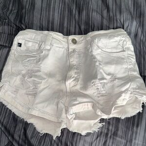 White Distressed Denim Shorts